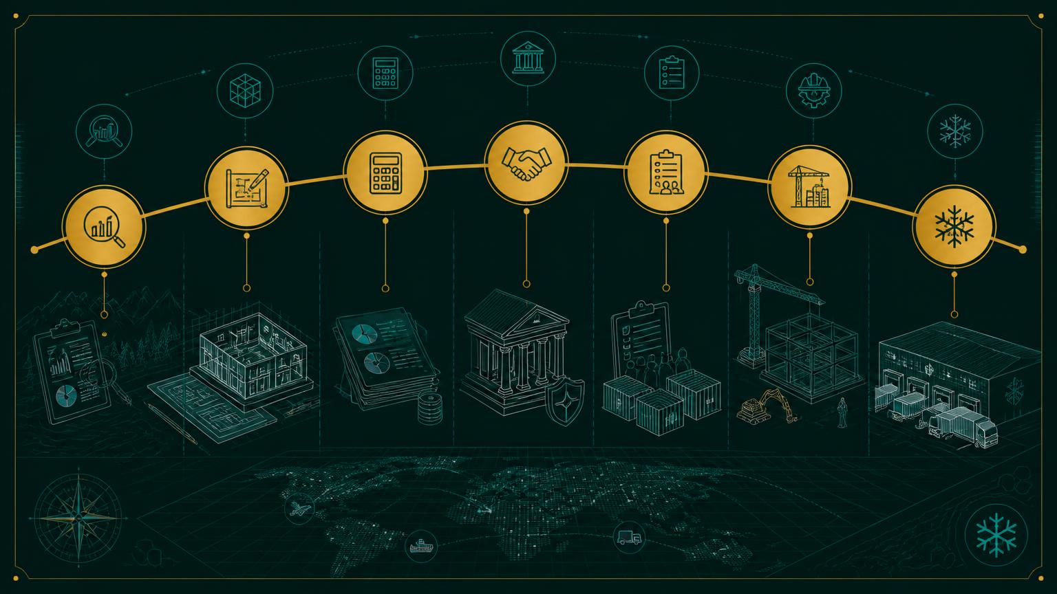 Timeline of a cold chain project from feasibility through financing, procurement and commissioning